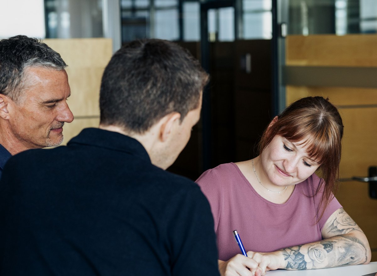 People working together in an office environment.
