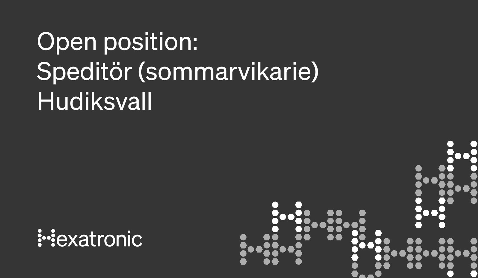 Speditör (sommarvikarie) – Hexatronic Hudiksvall