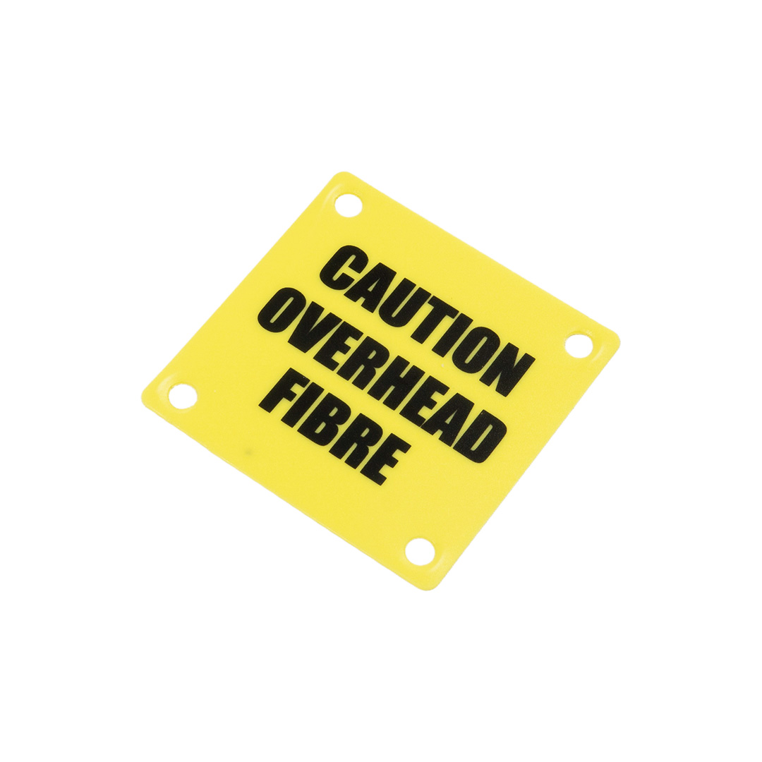 Caution Overhead Fibre Label