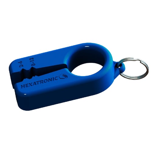 Blue, plastic molded ABF stripping tool with Hexatronic logotype