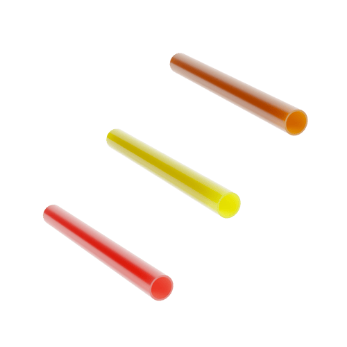 Three thin walled microducts in red, yellow and orange