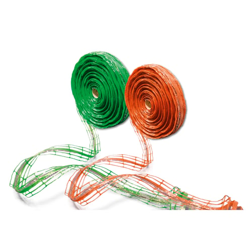 One orange and one green warning and location band for cable and duct installation