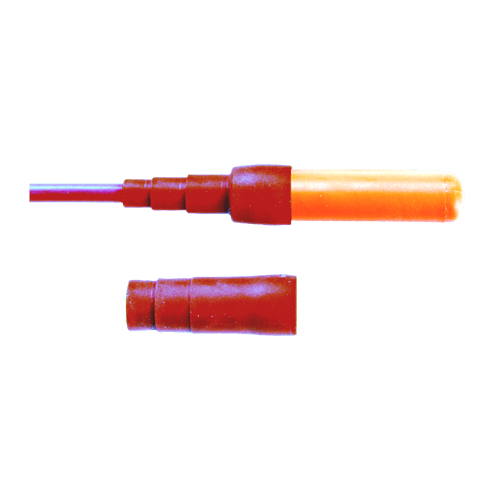 Horizontal RF marker peg and duct end stop, orange for telecom.