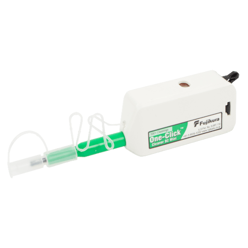 Green and white, one-click mini fibre connector cleaner