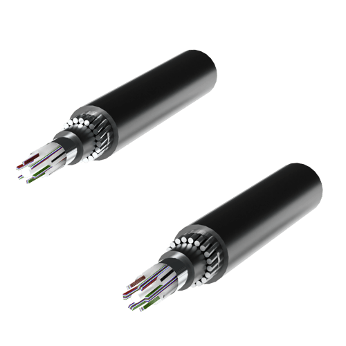 Illustrated underwater submarine cable with black sheath