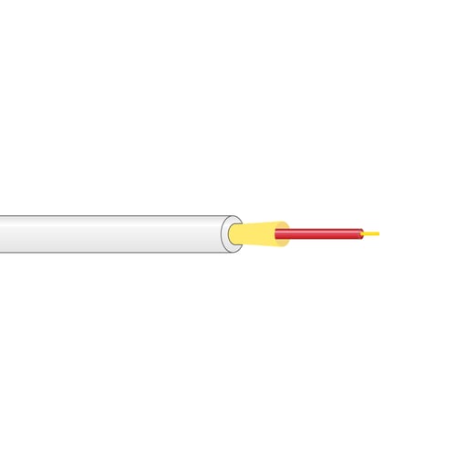 Illustrated fiber optic drop cable with white sheath